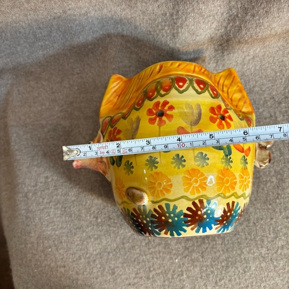 Hand Painted Colorful Floral Fish Shaped Ceramic Art Pitcher Vase Made in Italy - Picture 7 of 9